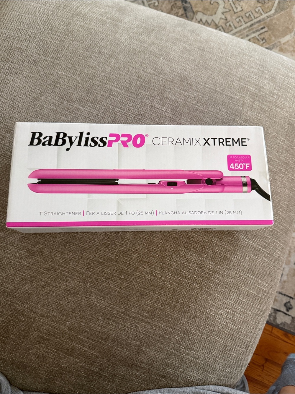 BaByliss Hot Pink Hair Straightener Box with White Packaging